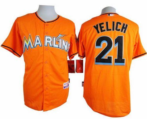 Marlins #21 Christian Yelich Orange Cool Base Stitched Jersey