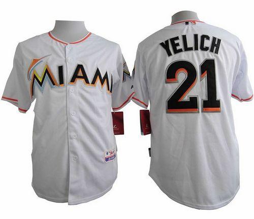 Marlins #21 Christian Yelich White Cool Base Stitched Jersey