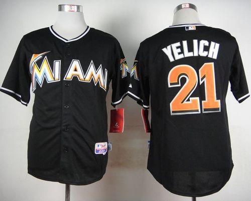Marlins #21 Christian Yelich Black Cool Base Stitched Jersey