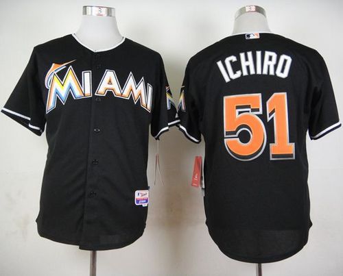 Marlins #51 Ichiro Suzuki Black Cool Base Stitched Jersey