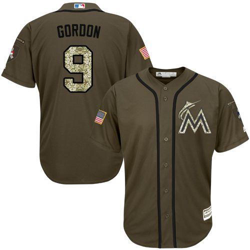 Marlins #9 Dee Gordon Green Salute To Service Stitched Jersey