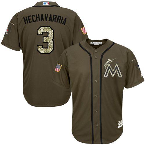 Marlins #3 Adeiny Hechavarria Green Salute To Service Stitched Jersey