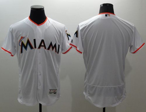 Marlins Blank White Flexbase Authentic Collection Stitched Jersey