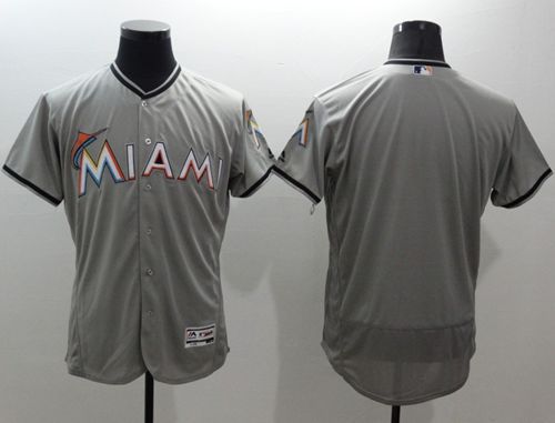 Marlins Blank Grey Flexbase Authentic Collection Stitched Jersey
