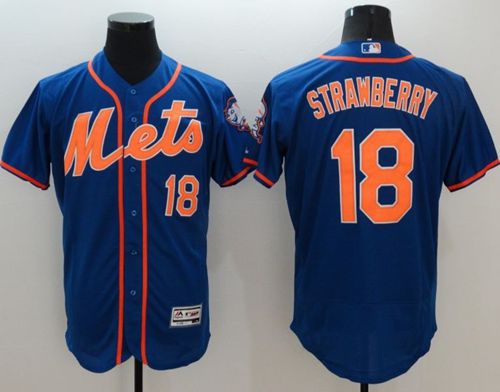 Mets #18 Darryl Strawberry Blue Flexbase Authentic Collection Stitched Jersey