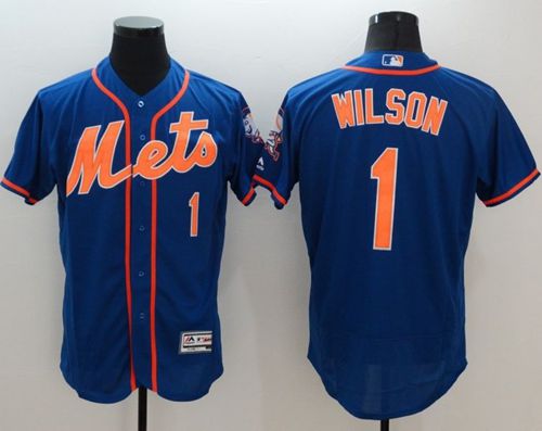 Mets #1 Mookie Wilson Blue Flexbase Authentic Collection Stitched Jersey
