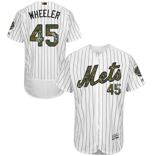 Mets #45 Zack Wheeler White(Blue Strip) Flexbase Authentic Collection 2016 Memorial Day Stitched Jersey