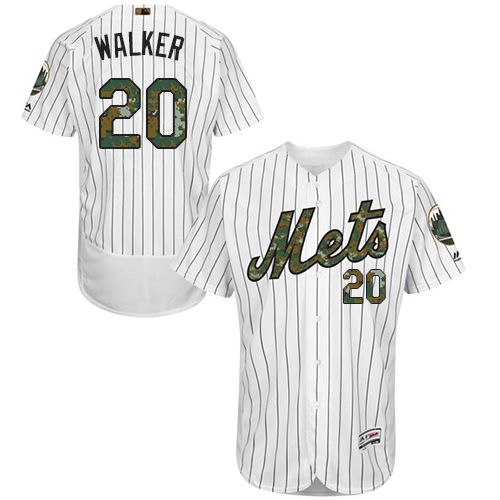 Mets #20 Neil Walker White(Blue Strip) Flexbase Authentic Collection 2016 Memorial Day Stitched Jersey