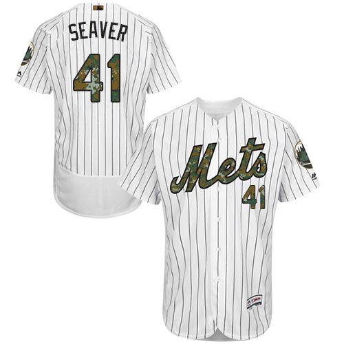 Mets #41 Tom Seaver White(Blue Strip) Flexbase Authentic Collection 2016 Memorial Day Stitched Jersey
