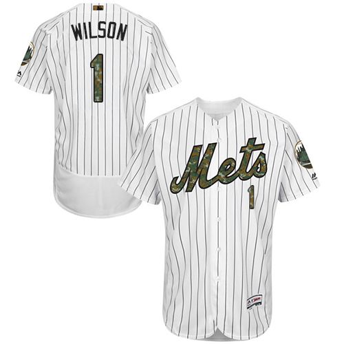 Mets #1 Mookie Wilson White(Blue Strip) Flexbase Authentic Collection 2016 Memorial Day Stitched Jersey