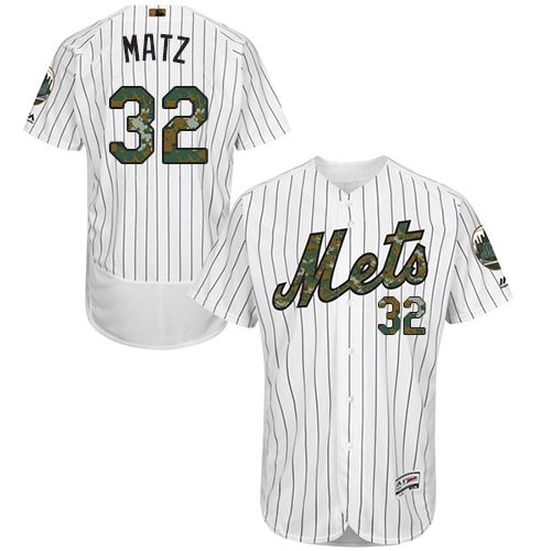 Mets #32 Steven Matz White(Blue Strip) Flexbase Authentic Collection 2016 Memorial Day Stitched Jersey