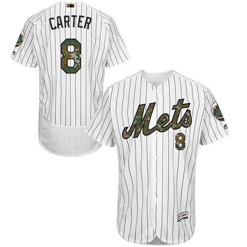 Mets #8 Gary Carter White(Blue Strip) Flexbase Authentic Collection 2016 Memorial Day Stitched Jersey