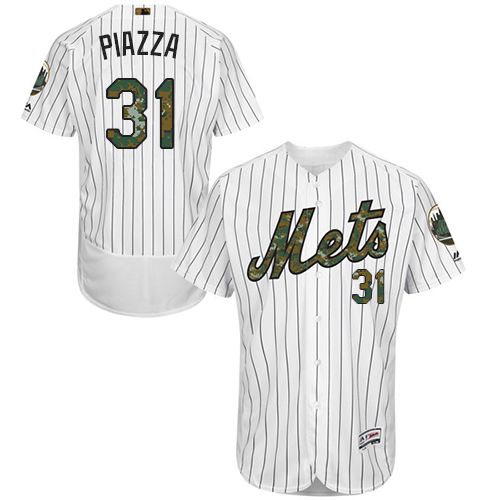 Mets #31 Mike Piazza White(Blue Strip) Flexbase Authentic Collection 2016 Memorial Day Stitched Jersey