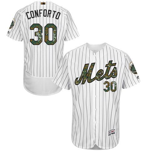 Mets #30 Michael Conforto White(Blue Strip) Flexbase Authentic Collection 2016 Memorial Day Stitched Jersey