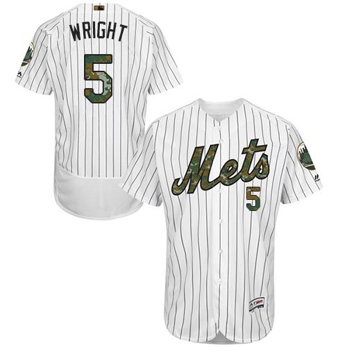 Mets #5 David Wright White(Blue Strip) Flexbase Authentic Collection 2016 Memorial Day Stitched Jersey