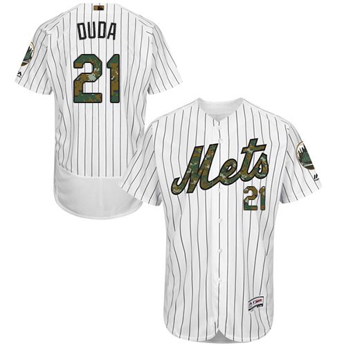 Mets #21 Lucas Duda White(Blue Strip) Flexbase Authentic Collection 2016 Memorial Day Stitched Jersey