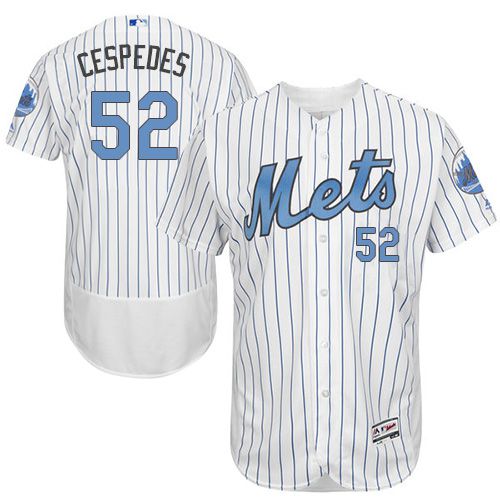 Mets #52 Yoenis Cespedes White(Blue Strip) Flexbase Authentic Collection 2016 Father's Day Stitched Jersey