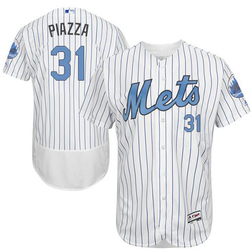 Mets #31 Mike Piazza White(Blue Strip) Flexbase Authentic Collection 2016 Father's Day Stitched Jersey