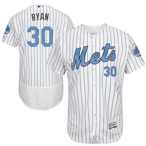 Mets #30 Nolan Ryan White(Blue Strip) Flexbase Authentic Collection 2016 Father's Day Stitched Jersey