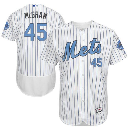 Mets #45 Tug McGraw White(Blue Strip) Flexbase Authentic Collection 2016 Father's Day Stitched Jersey
