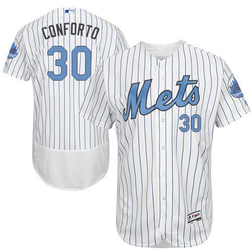Mets #30 Michael Conforto White(Blue Strip) Flexbase Authentic Collection 2016 Father's Day Stitched Jersey
