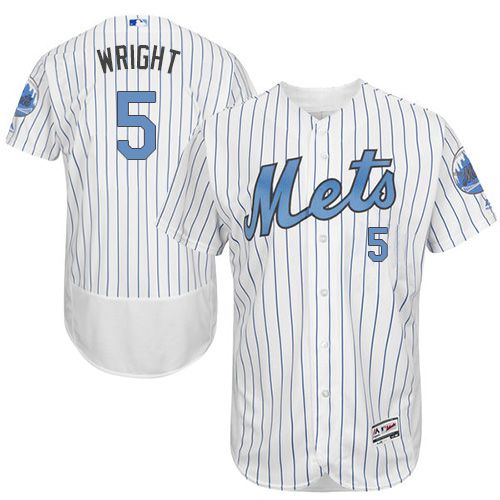 Mets #5 David Wright White(Blue Strip) Flexbase Authentic Collection 2016 Father's Day Stitched Jersey