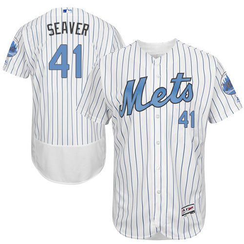 Mets #41 Tom Seaver White(Blue Strip) Flexbase Authentic Collection 2016 Father's Day Stitched Jersey