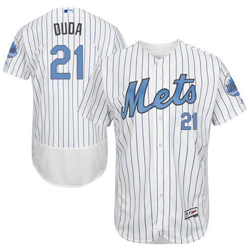 Mets #21 Lucas Duda White(Blue Strip) Flexbase Authentic Collection 2016 Father's Day Stitched Jersey