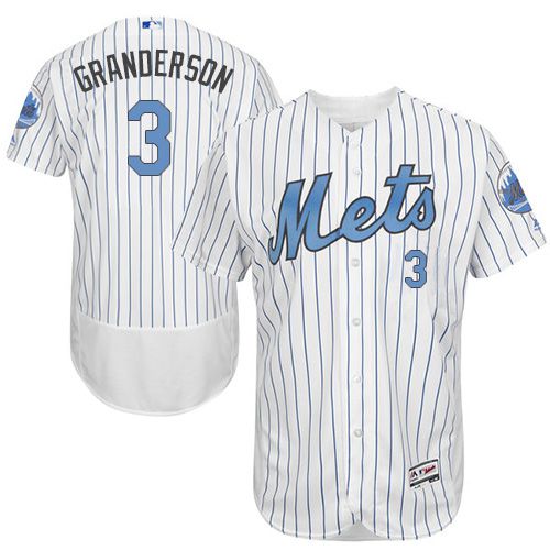 Mets #3 Curtis Granderson White(Blue Strip) Flexbase Authentic Collection 2016 Father's Day Stitched Jersey