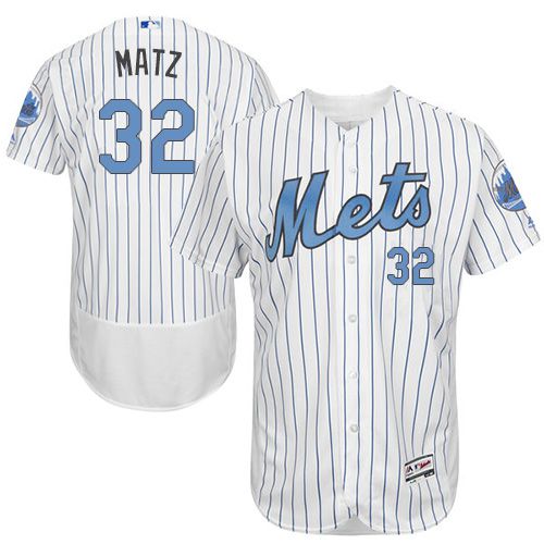 Mets #32 Steven Matz White(Blue Strip) Flexbase Authentic Collection 2016 Father's Day Stitched Jersey