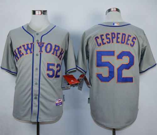 Mets #52 Yoenis Cespedes Grey Road Cool Base Stitched Jersey
