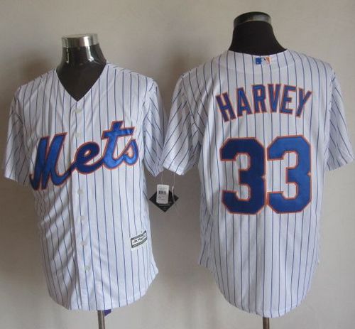 Mets #33 Matt Harvey White(Blue Strip) New Cool Base Stitched Jersey