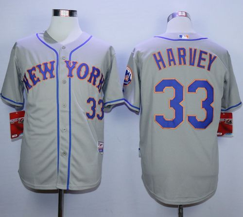 Mets #33 Matt Harvey Grey Road Cool Base Stitched Jersey