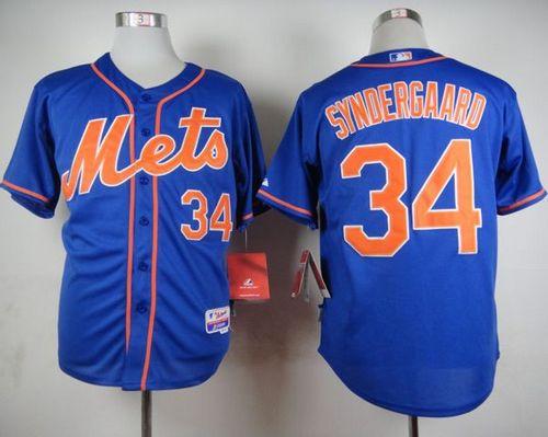 Mets #34 Noah Syndergaard Blue Alternate Home Cool Base Stitched Jersey