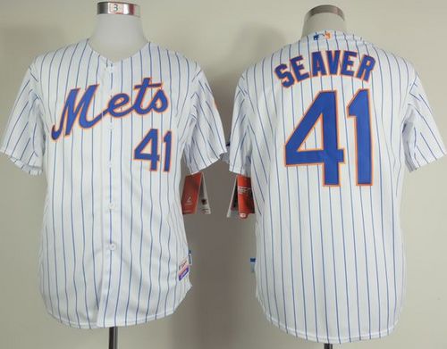 Mets #41 Tom Seaver White(Blue Strip) Home Cool Base Stitched Jersey