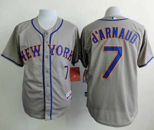 Mets #7 Travis D'Arnaud Grey Road Cool Base Stitched Jersey
