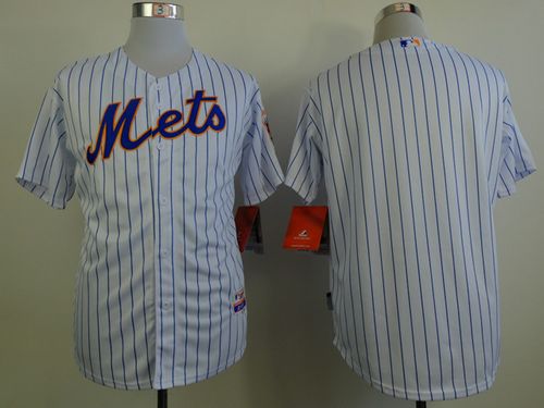 Mets Blank White(Blue Strip) Home Cool Base Stitched Jersey