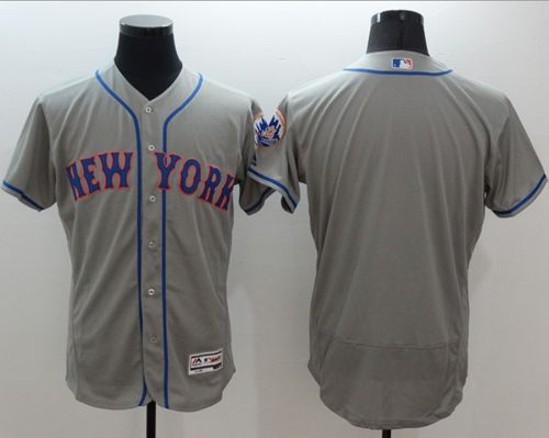 Mets Blank Grey Flexbase Authentic Collection Stitched Jersey