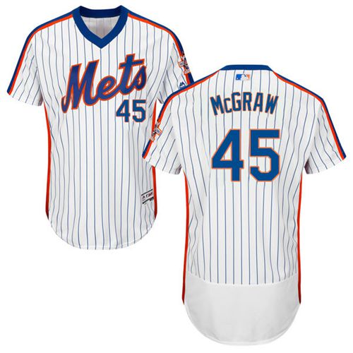 Mets #45 Tug McGraw White(Blue Strip) Flexbase Authentic Collection Alternate Stitched Jersey
