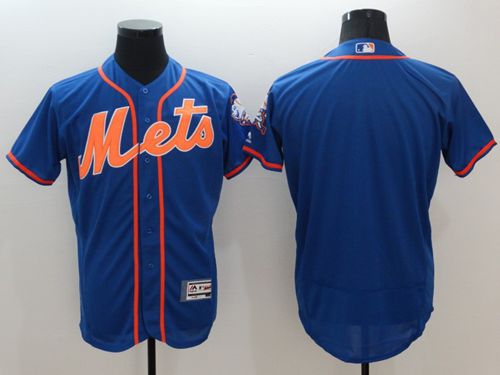 Mets Blank Blue Flexbase Authentic Collection Stitched Jersey