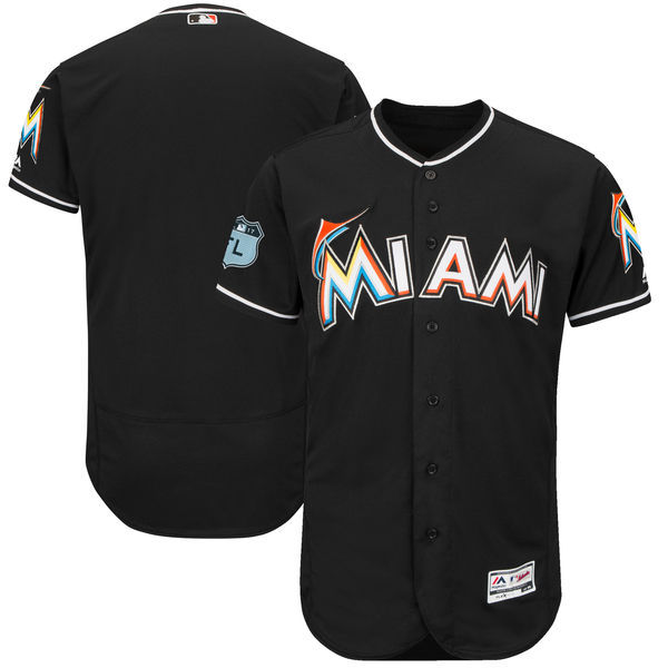 Miami Marlins Majestic Black 2017 Spring Training Authentic Flex Base Team Stitched Jersey
