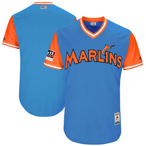Miami Marlins Majestic Light Blue Orange 2018 Players' Weekend Team Jersey