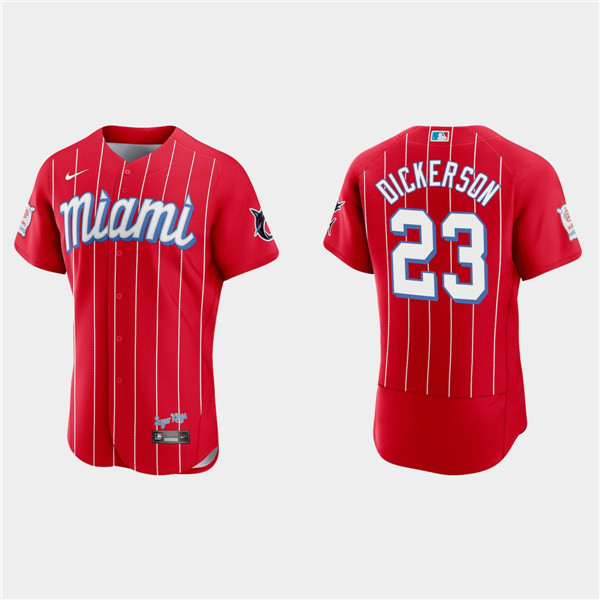 Miami Marlins #23 Corey Dickerson Red 2021 City Connect Flex Base Stitched Jersey