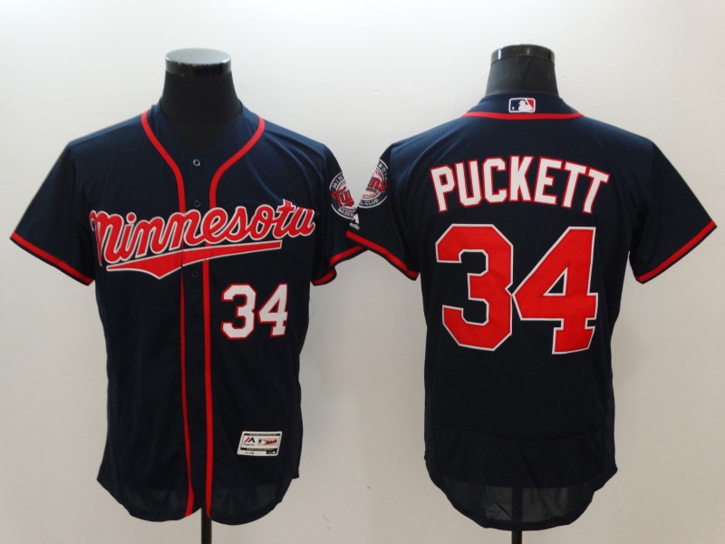 Minnesota Twins #34 Kirby Puckett Navy Flexbase Stitched Jersey