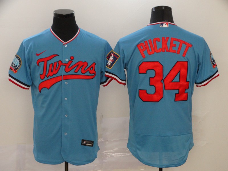 Minnesota Twins #34 Kirby Puckett Blue Flex Base Stitched Jersey