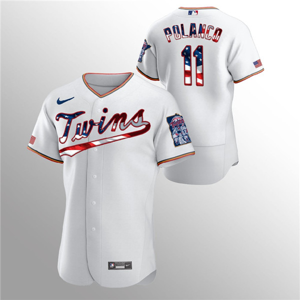Minnesota Twins White #11 Jorge Polanco 2020 Stars Stripes Flex Base Stitched Jersey