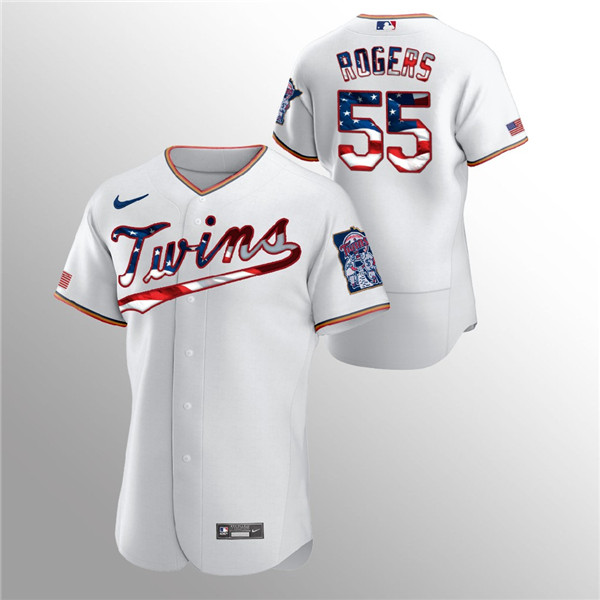 Minnesota Twins White #55 Taylor Rogers 2020 Stars Stripes Flex Base Stitched Jersey
