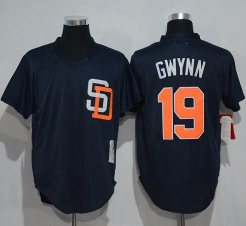Mitchell And Ness 1996 Padres #19 Tony Gwynn Navy Blue Throwback Stitched Jersey