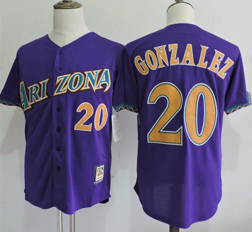 Mitchell And Ness Diamondbacks #20 Luis Gonzalez Purple Throwback Stitched Jersey