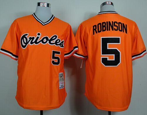 Mitchell And Ness 1975 Orioles #5 Brooks Robinson Orange Throwback Stitched Jersey